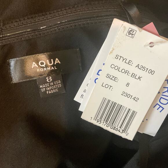 Strapless Cut Out Evening Gown Black Size 8 Thigh Slit Long Formal Dress by AQUA - Picture 7 of 11